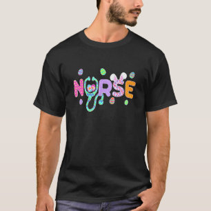 Camiseta Cute Enfermeira de Páscoa   Orelhas de Coelho Feli