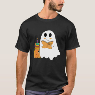 Camiseta Cute Engraçado Fantasma Leitura Livros Pumpkin Tea
