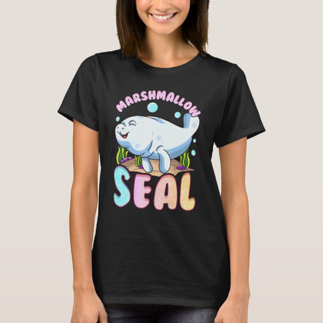 Camiseta Cute Engraçado Manateia O Selo do Marshmallow da O (Frente)