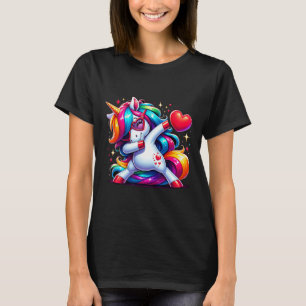Camiseta Cute Engraçado Unicórnio Legal Dabbing Coração Dia