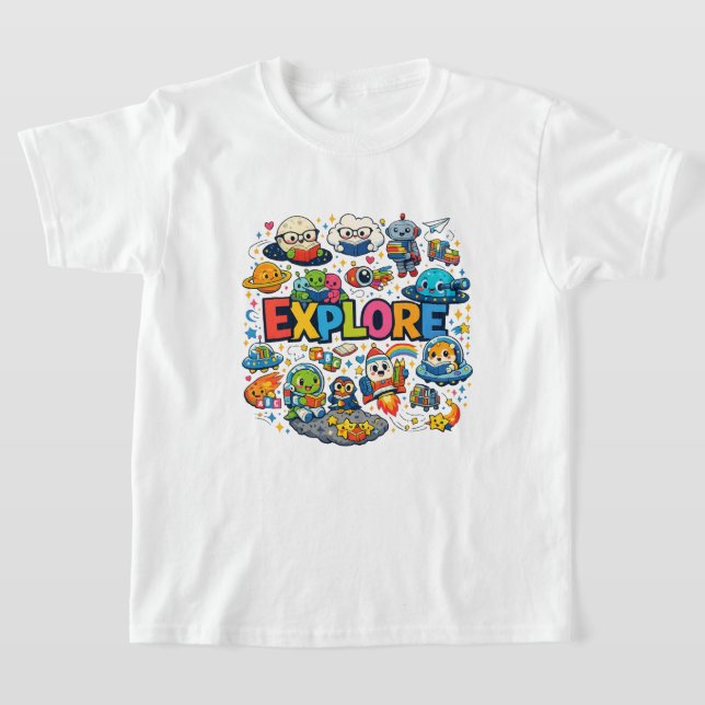 Camiseta Cute Espaço & Leitura "EXPLORE" Volta às aulas Cri (Postura )