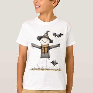 Camiseta Cute Espantalho & Morcegos Roupa de Halloween para