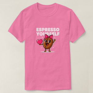 Camiseta Cute Espresso Você Mesmo Grão de Café Kawaii Coraç