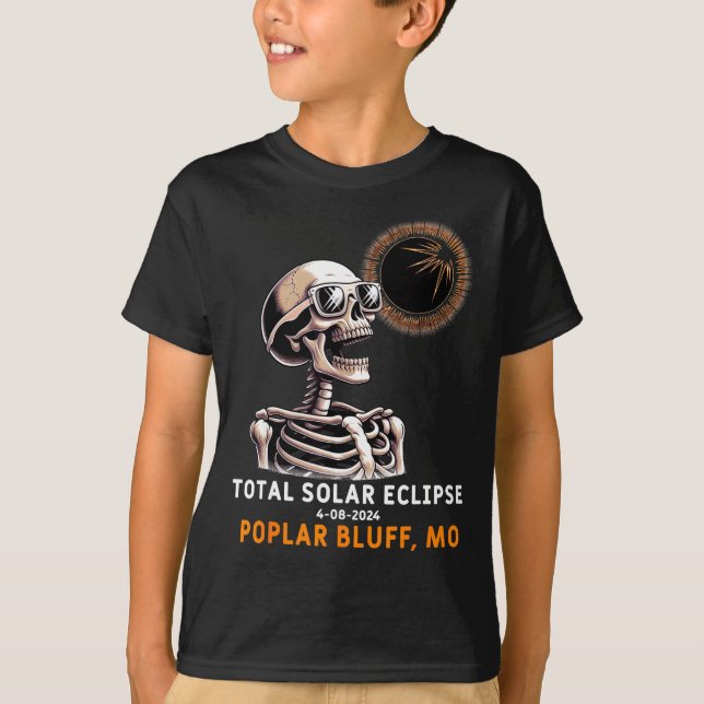 Camiseta Cute Esqueleto Eclipse Solar Poplar Bluff (Frente)