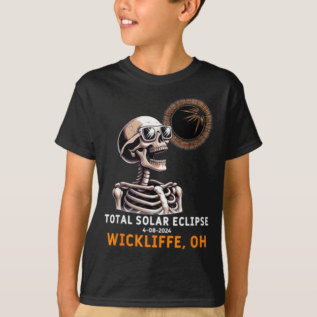 Camiseta Cute Esqueleto Eclipse Solar Wickliffe Ohio (Frente)