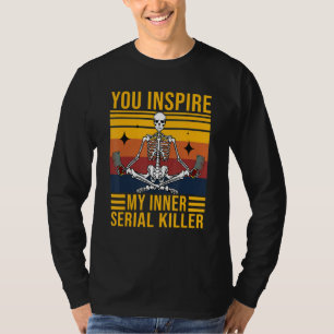 Camiseta Cute Esqueleto Yoga Aéreo Você Inspira Meu Ser Int