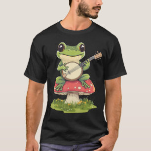 Camiseta Cute Estética Cottagecore Sapo Tocando Banjo Cogum