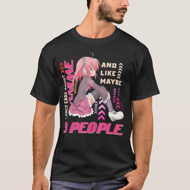 Camiseta Cute Eu Só Me Preocupo Com Animes E Talvez Com Trê (Frente)
