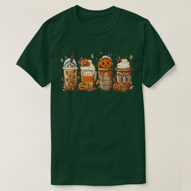 Camiseta Cute Fall Coffee Pumpkin Spice Latte Iced Autumn H (Frente do Design)