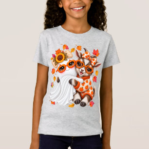 Camiseta Cute Fantasma Cabra Anã Halloween Outono