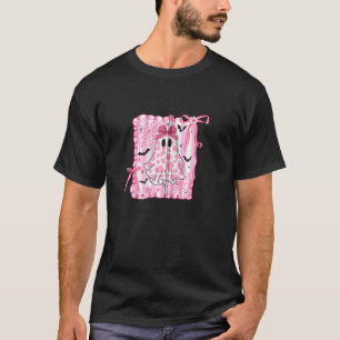 Camiseta Cute Fantasma Coquette Laço Rosa Impressão de Vaca