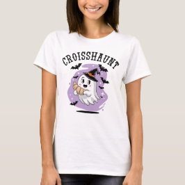 Camiseta Cute Fantasma de Halloween Croissant Assombrando