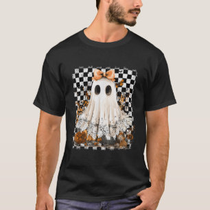 Camiseta Cute Fantasma Floral Renda Xadrez Halloween Assust