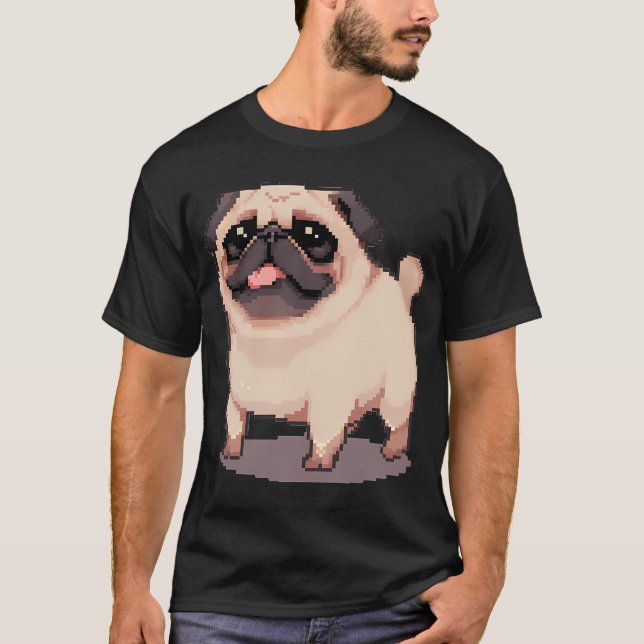 Camiseta Cute Fat Pug - Arte em pixel (Frente)