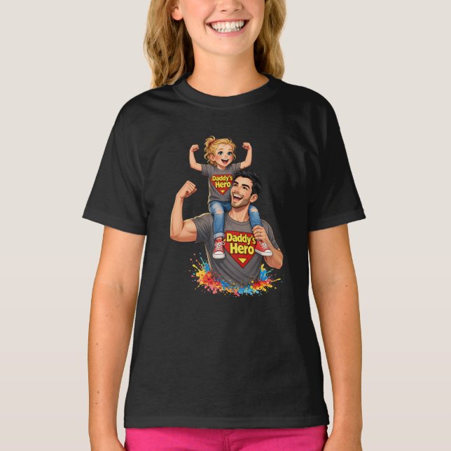 Camiseta Cute Father & Daughter Superhero (Frente)