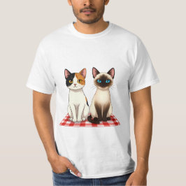Camiseta Cute Felines on Red Checkered Blanket