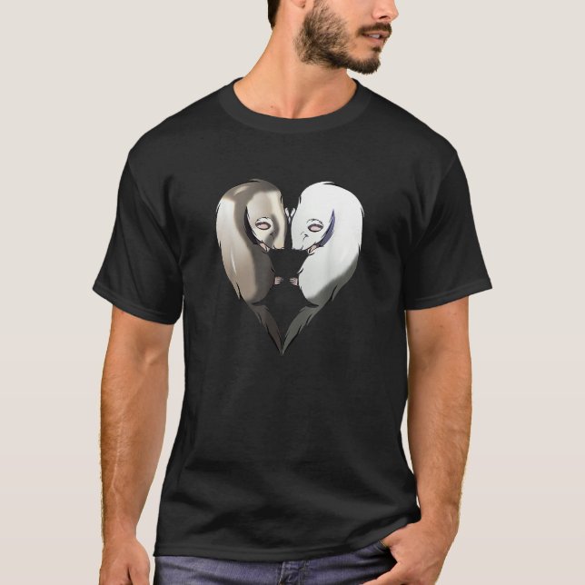 Camiseta Cute Ferrets Couple Heart Animal (Frente)