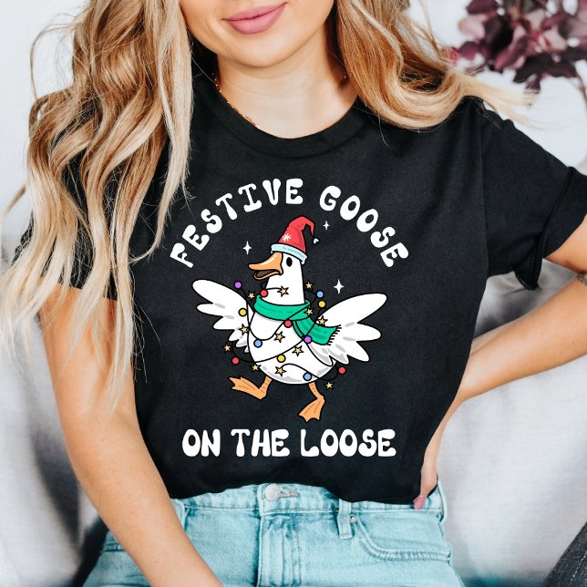 Camiseta Cute Festive Goose on the Loose Christmas (Criador carregado)