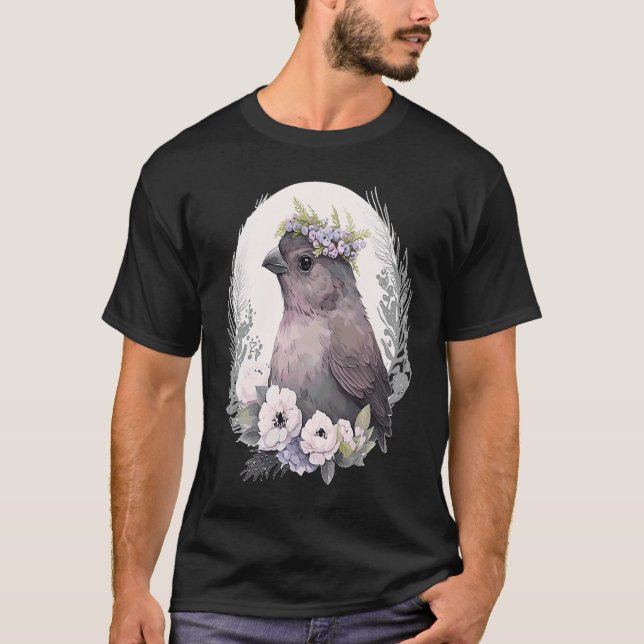 Camiseta Cute Finch Bird Flower Crown Pet Birds  1 (Frente)