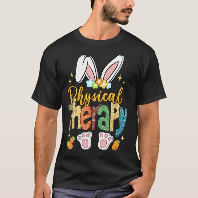 Camiseta Cute fisioterapia coelho de Páscoa físico (Frente)
