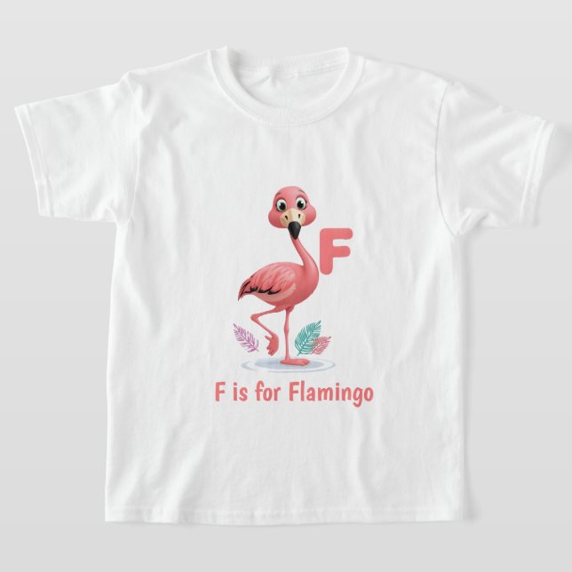 Camiseta Cute Flamingo Kids T-Shirt | F is for Flamingo Alp (Postura )