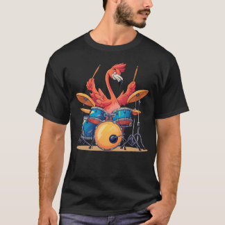 Camiseta Cute Flamingo Playing Drums Flamingos Drummer Musi