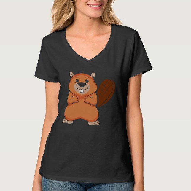 Camiseta Cute flannelette  for animal  rodents beaver dam s (Frente)