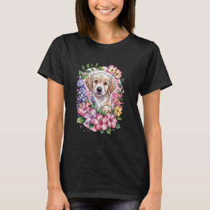 Camiseta Cute Floral Golden Retriever Dog Mãe Avó Dia das M