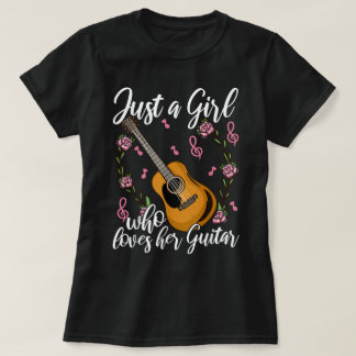 Camiseta Cute Floral Guitar Girl Design