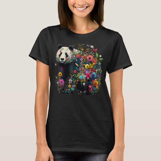 Camiseta Cute Flower Panda on summer Floral Panda 1 (Frente)