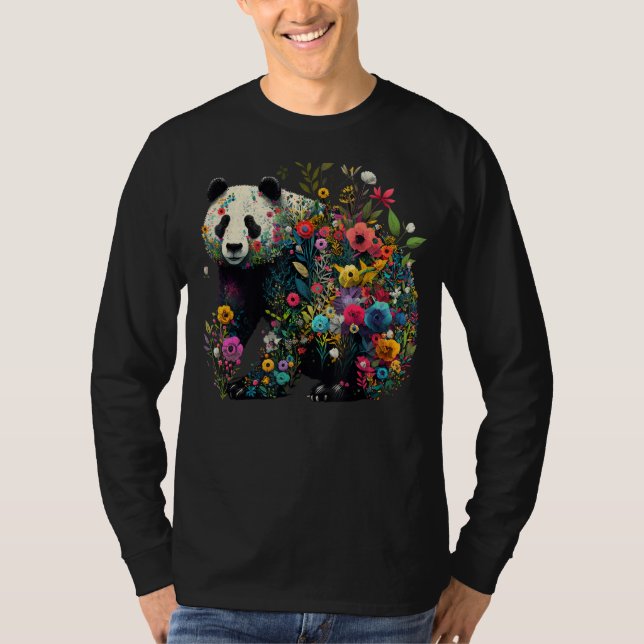 Camiseta Cute Flower Panda on summer Floral Panda 1 (Frente)