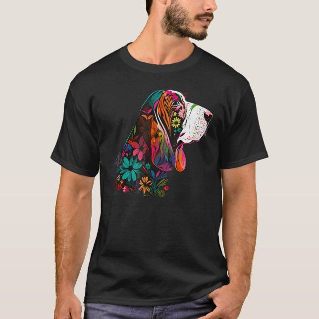 Camiseta Cute Flower summer Floral Basset Hound 3 (Frente)