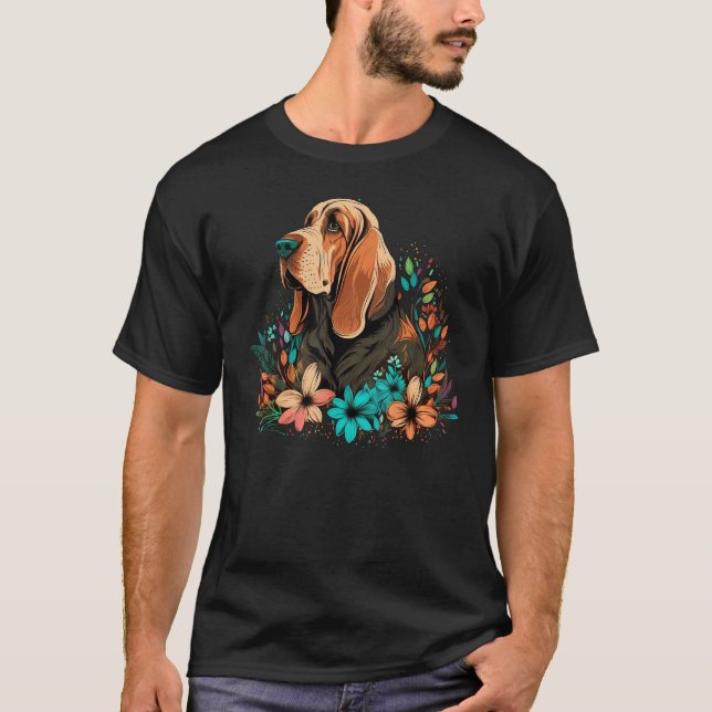Camiseta Cute Flower summer Floral Bloodhound 1 (Frente)