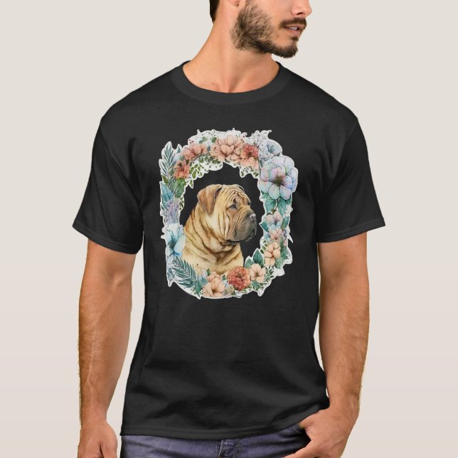 Camiseta Cute Flower summer Floral Shar Pei (Frente)
