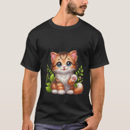 Camiseta Cute Fluffy Ginger Cat Waving Hello Art ✨🐾🌿