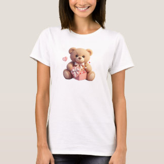 Camiseta Cute Fluffy Teddy Bear with Heart  Valentine