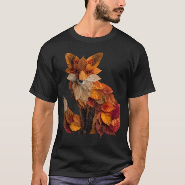 Camiseta Cute Fo Autumn Leaves Artistic Animal Art Fall Aes (Frente)