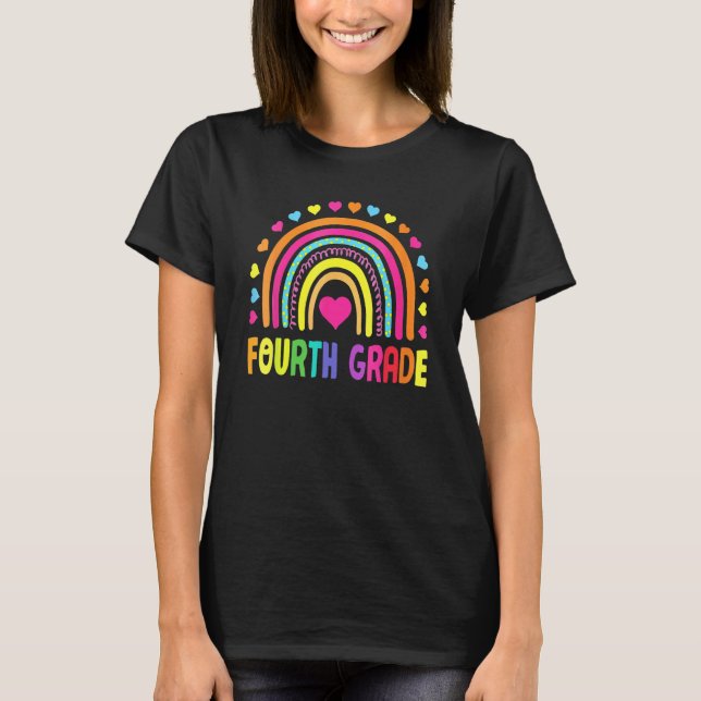 Camiseta Cute Fourth Grade Rainbow Girls Kids Teacher Team  (Frente)