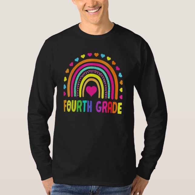 Camiseta Cute Fourth Grade Rainbow Girls Kids Teacher Team  (Frente)