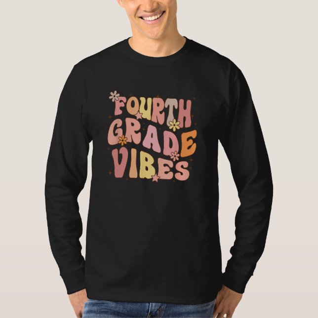 Camiseta Cute Fourth Grade Vibes 4th Grade Team Retro 1st D (Frente)