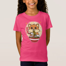 Camiseta Cute Fox Eating Ramen Kawaii - Presente de Comida