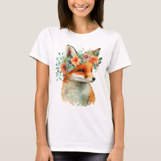 Camiseta Cute Fox with Flowers T-Shirt – Adorable Nature Gr