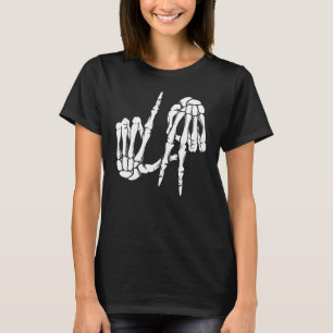 Camiseta Cute Freaky Los Angeles Sinal de Mão Esqueleto LA