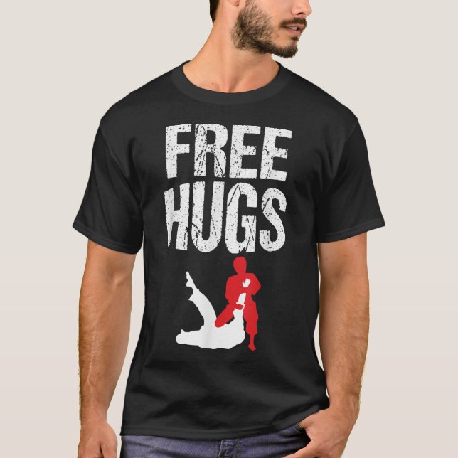 Camiseta Cute Free Hugs Jiu Jitsu BJJ Artes Marciais (Frente)