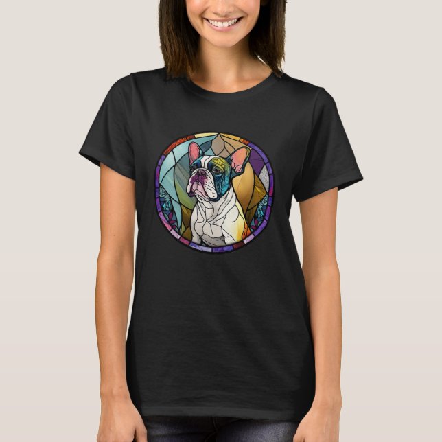 Camiseta Cute Frenchie Stained Glass Window French Bulldog (Frente)