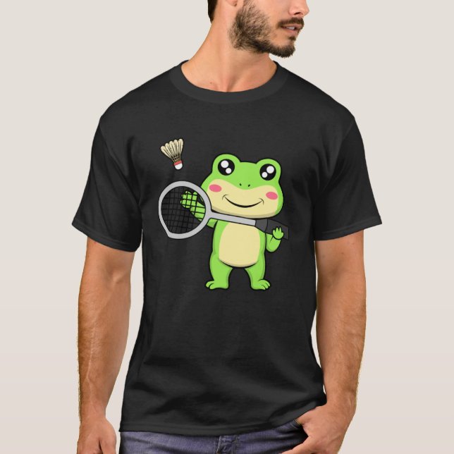 Camiseta Cute Frog Badminton Hobby Sports Shuttlecock (Frente)