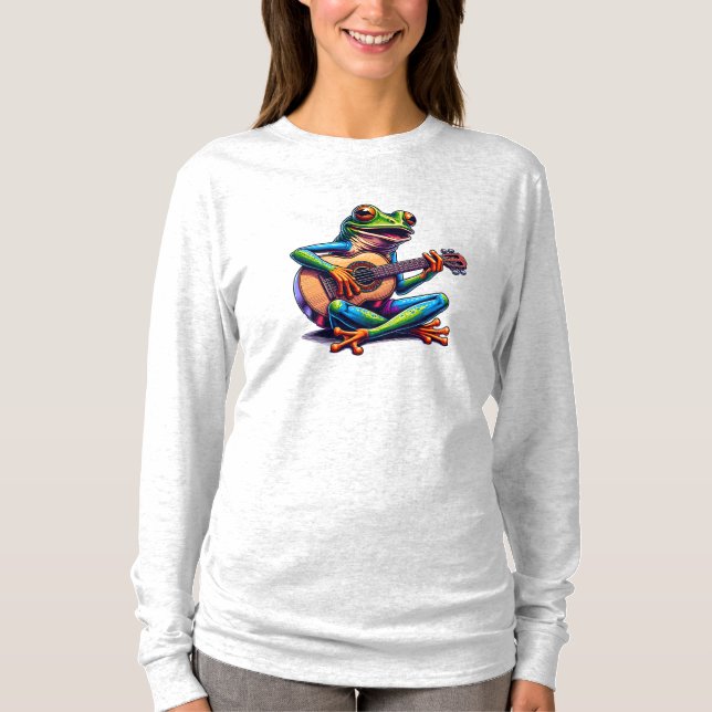 Camiseta Cute Frog Playing a Guitar (Frente)