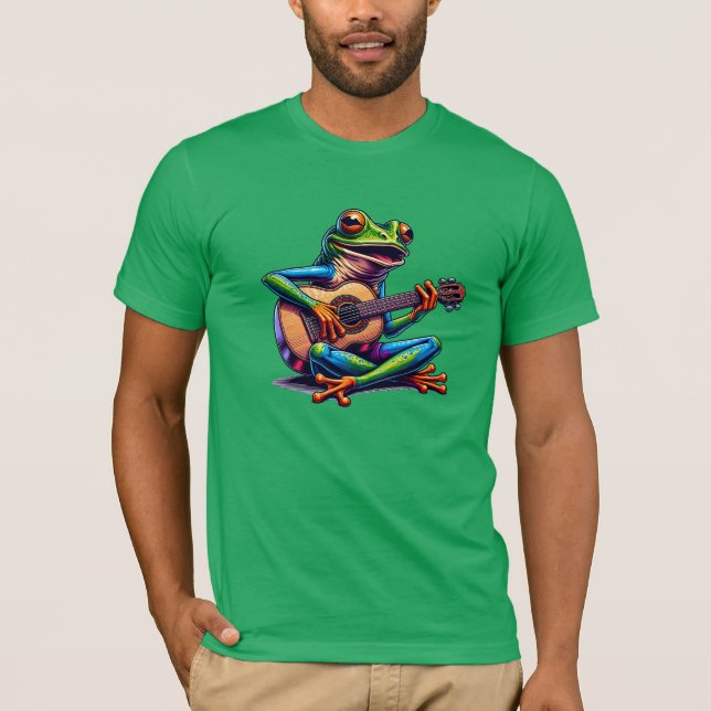 Camiseta Cute Frog Playing a Guitar (Frente)