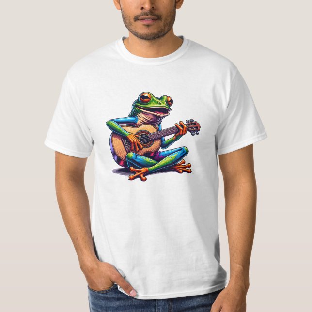 Camiseta Cute Frog Playing a Guitar (Frente)
