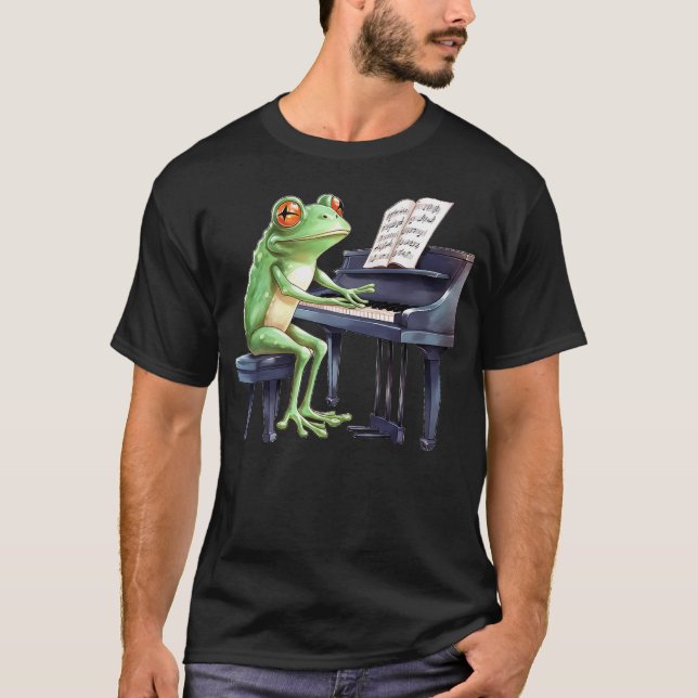 Camiseta Cute Frog Playing Piano Musician Music (Frente)